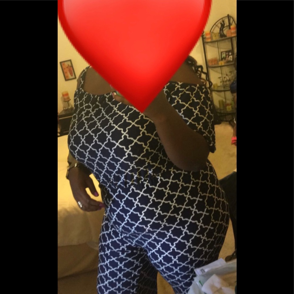 Tacera Blue and White Jumpsuit